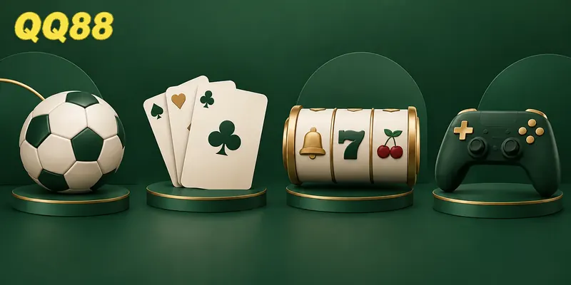 Minh họa các nhóm nội dung thể thao, bài, slot và esports